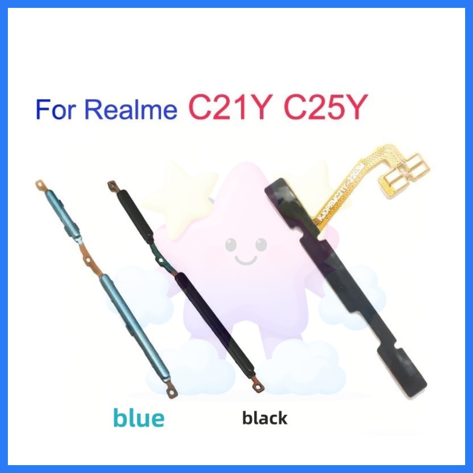 Poower ปุ่มปรับระดับเสียง flex สําหรับ Realme C21Y C21 Y สวิทช์เปิด OFF Key Mute Volume ปุ่มควบคุมริบบิ้น Flex สาย