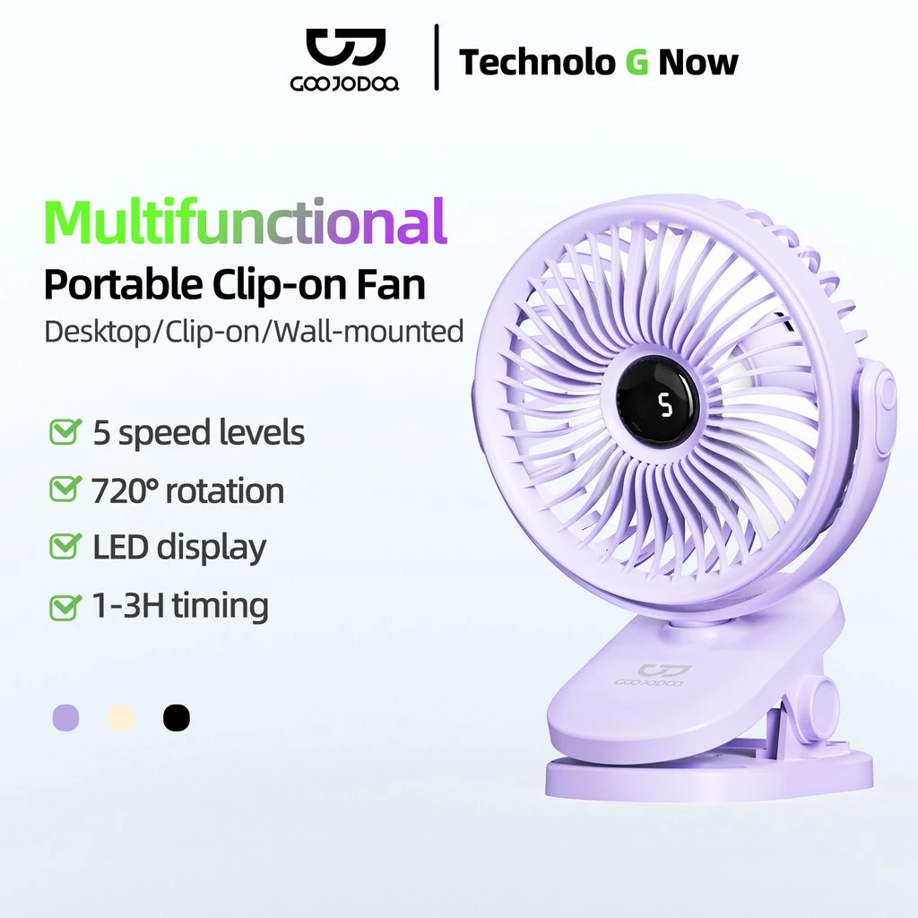 GOOJODOQ พัดลมมัลติฟังก์ชั่น 3in1 การไหลของอากาศเงียบพร้อม 5 ความเร็ว Led และการตั้งค่าเวลา Fan