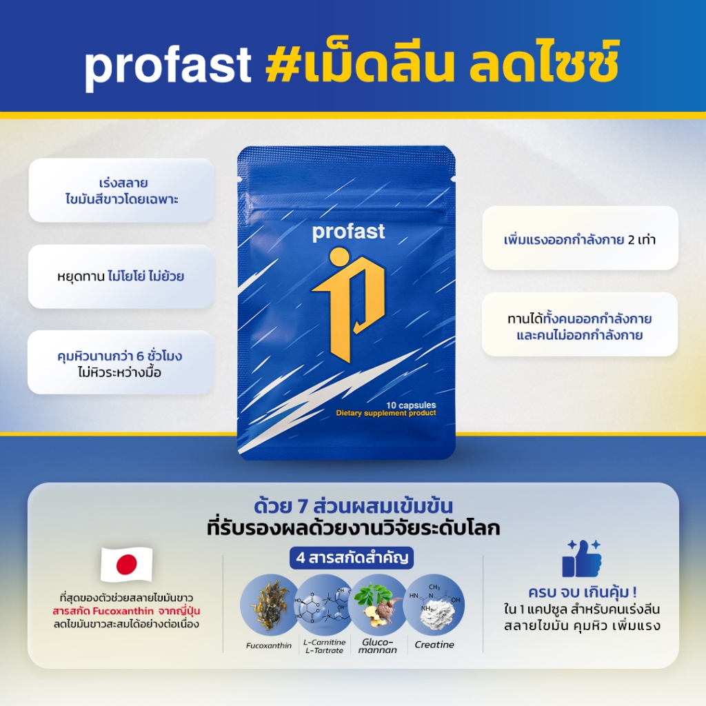 profast (โปรฟาสต์) วิตามินเผาผลาญ 10 แคปซูล ราคา ถูกที่สุด ดีลบีเคเค แกลเลอรีภาพที่ 2