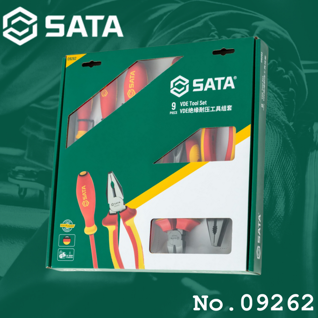 SATA ชุดไขควงและคีมกันไฟฟ้า VDE 9 ชิ้น No.09262 (9Pc. VDE Insulated Tool Set)