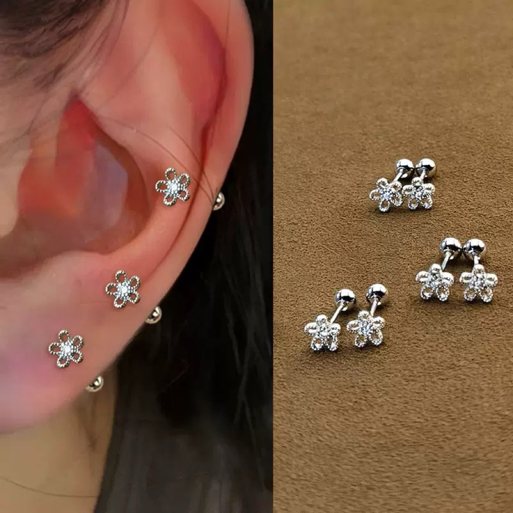 BBLOGO1 จิวดอกไม้ ก้าน 0.8 ยาว 6 mm  ราคา 1 คู่
