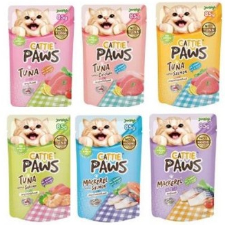 สูตรใหม่ ยกโหล 12ซอง อาหารแมว Cattie Paws น้ำหนัก 85g.*โปรดอ่านรายละเอียดก่อนสั่งซื้อ