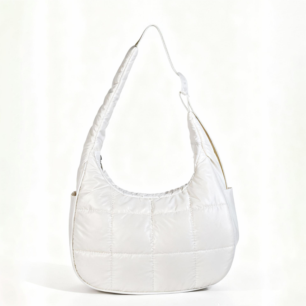 กระเป๋า มือขนด สลิง พร้อมสาย ไหล่ปรับได้ สำหรับผู้หญิง Puff bag หญิง Moon ถือไนลอน สะพาย ทรงพระจันทร์ มา รูดปรับความยาว