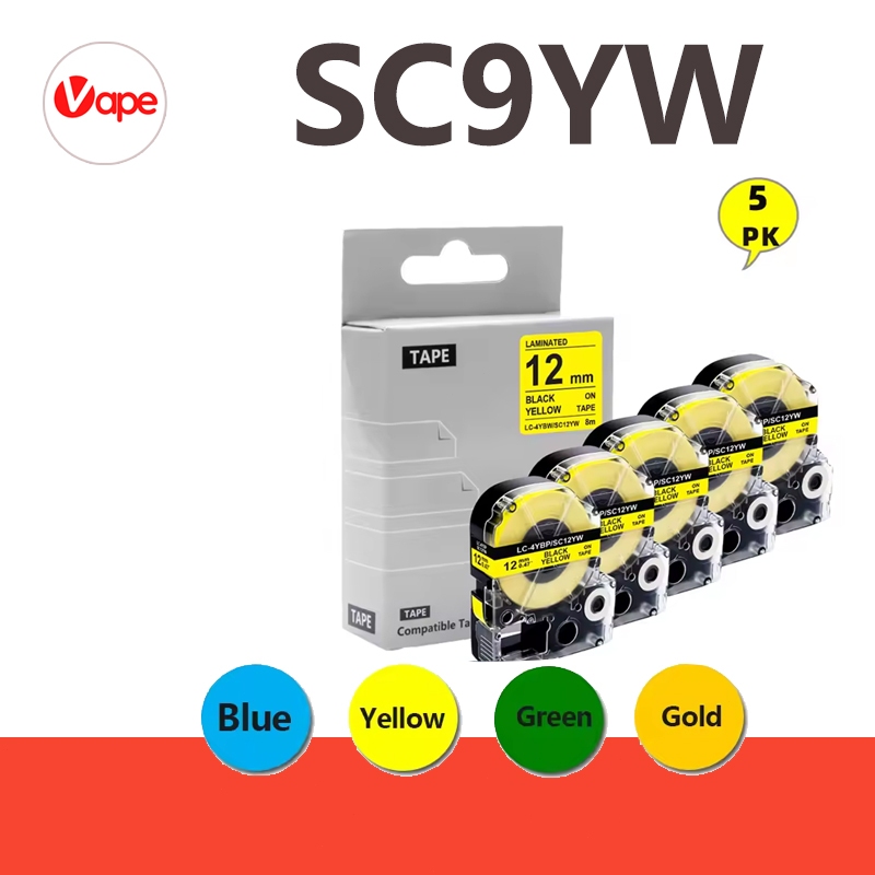 เทปพิมพ์ฉลาก Epson SC9YW SC12YW ใช้ได้กับ Epson SR520X SR535 SR530C SR550 SR5500P SR5900P SR600 SR60