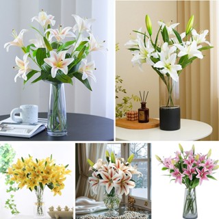 ดอกลิลลี่ช่อยาว 65cm ประดิษฐ์จาก PU คุณภาพดี สวยงาม หรูหรา เ…