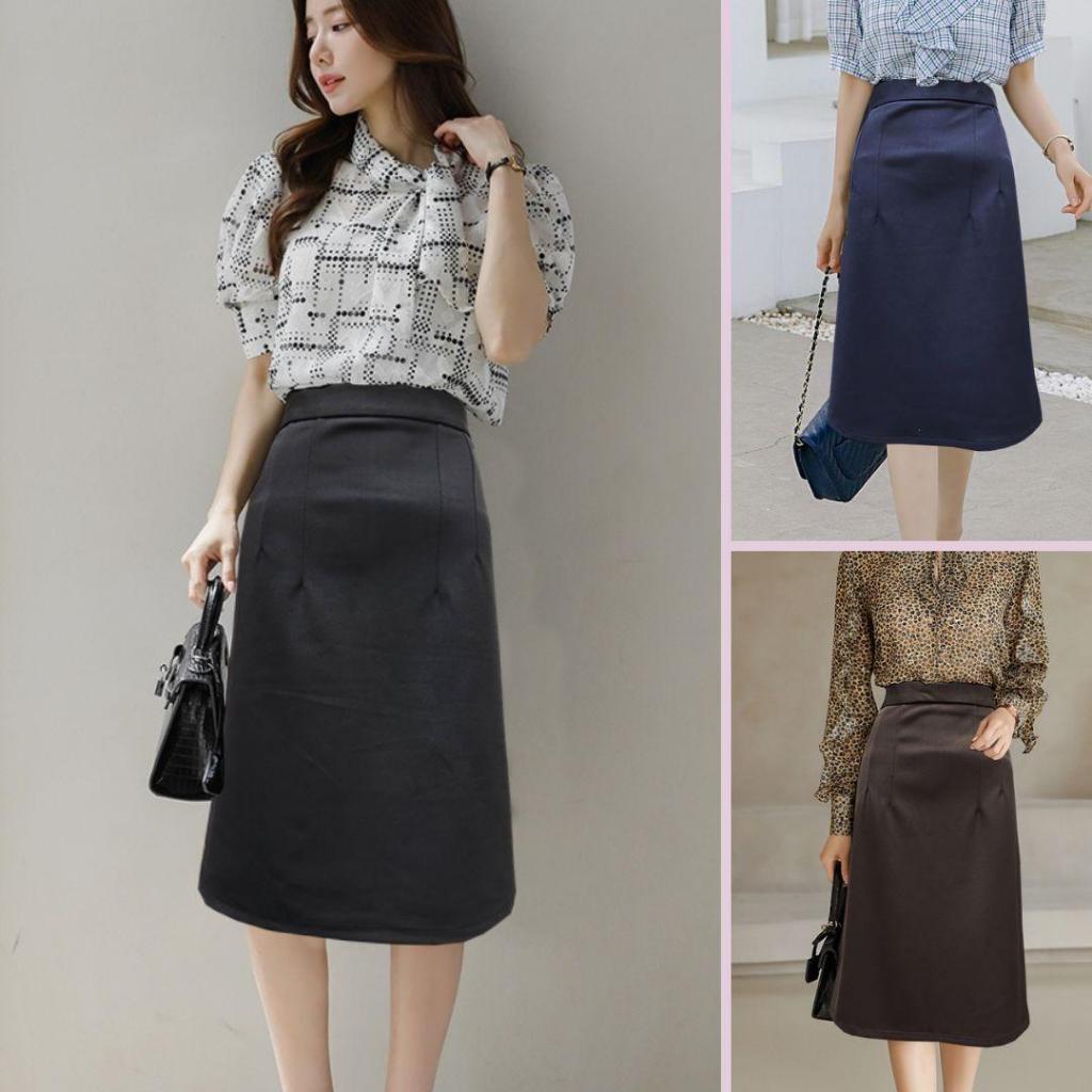 *พร้อมส่ง* J36 กระโปรงผ้าโรเซฟ ทรงเอ เอวสูง ยาว 24 นิ้ว ไซส์ S - 5XL ผ้านิ่ม ยืด ใส่สบาย ไม่ต้องรีด