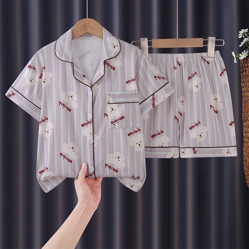 ชุดนอนเด็กคอปกแขนสั้นพิมพ์ลายน่ารัก 110cm-150cm นื้อผ้านุ่มใส่สบาย thumbnail 7