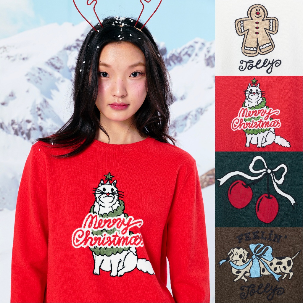 AIIZ (เอ ทู แซด) – AIIZ เสื้อสเวตเตอร์ผู้หญิงผ้าถักทอลาย AIIZ Women’s Tis’ Jolly Season Sweater