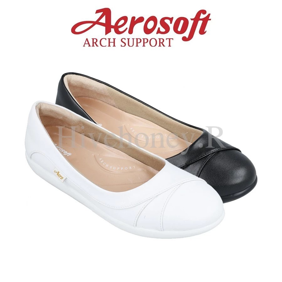 Aerosoft (แอโร่ซอฟ) รองเท้าคัทชูผู้หญิง พยาบาลเพื่อสุขภาพ รองเท้าคัทชูสีดำ รุ่น NW9091