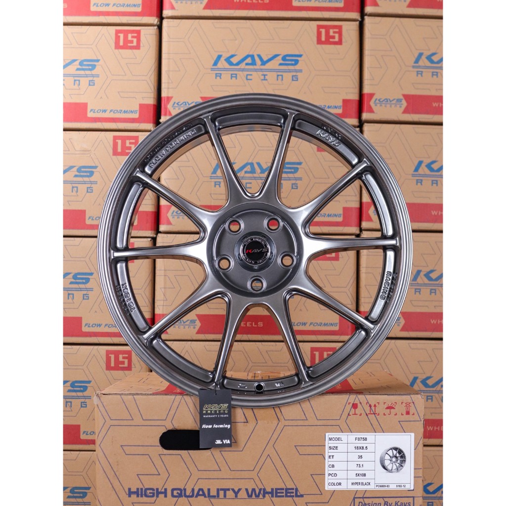ล้อแม็กซ์รถไฟฟ้า KAYS F8785  8.5*18นิ้ว 5รู  108 สี HYPER BLACK