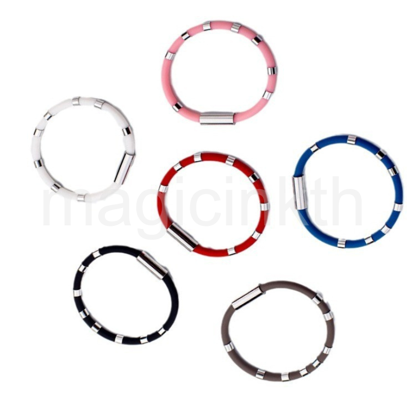 สร้อยข้อมือกันไฟฟ้าสถิตย์ PDWBH Static cuff bracelet 8-ring negative ion bracelet Model JDSH