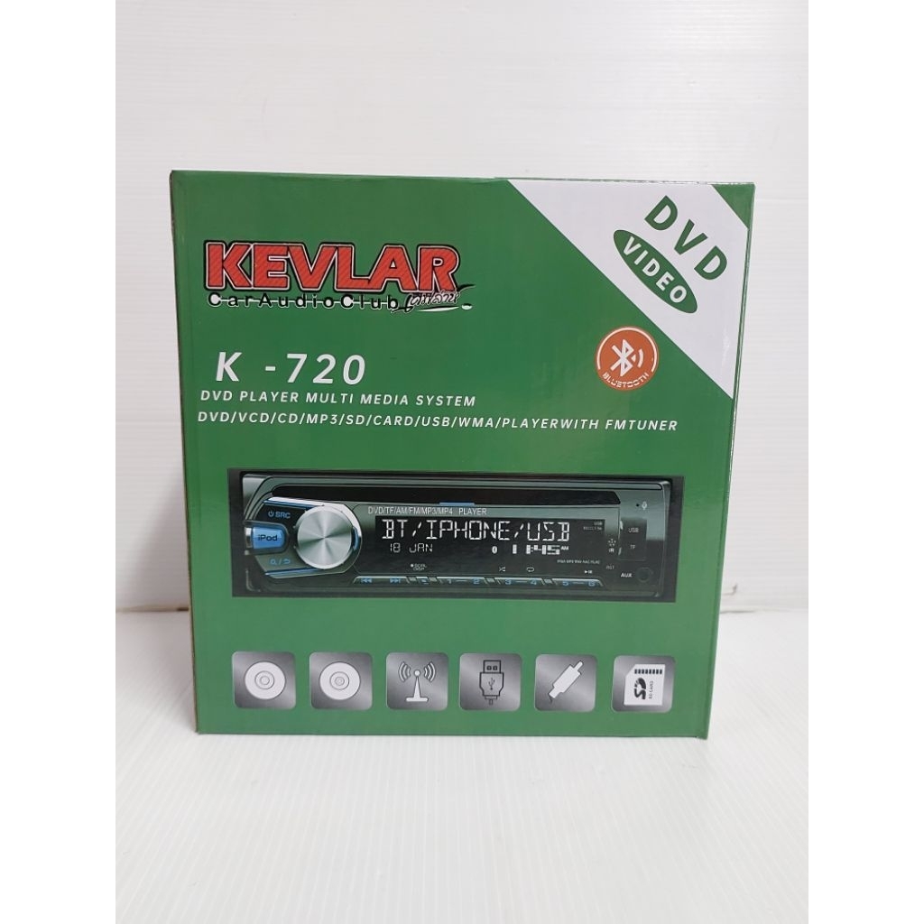 Kevlar วิทยุ CD MP3 USB  1din เล่นแผ่นDVD ioiมีบลูทูธ Bluetooth FM