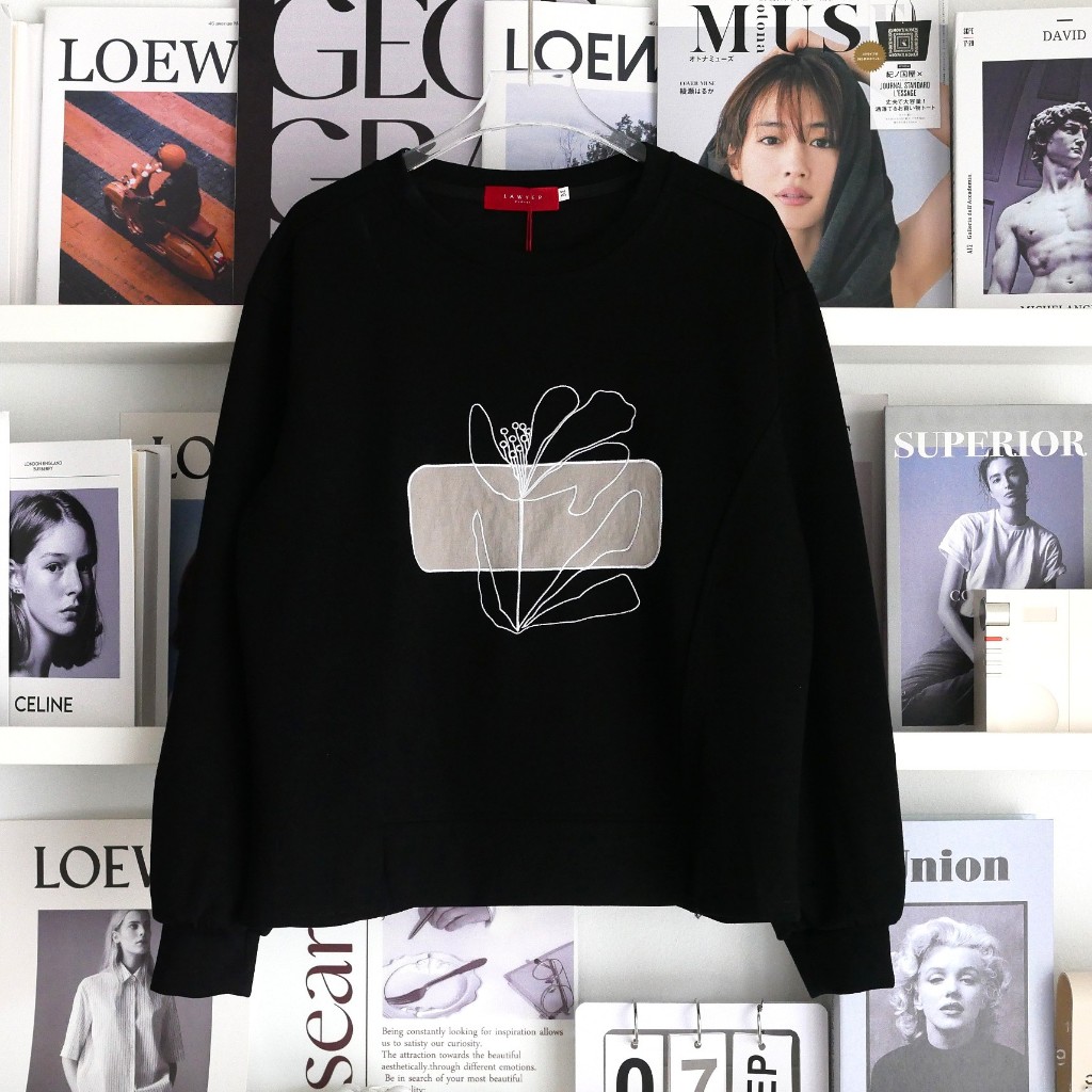 Lawyer Store [ 926938 ] เสื้อคอกลม แขนยาว แขนจั้ม ผ้า supersoft  สไตล์ แอร์พอร์ตลุค ใส่หลวมๆ Oversize ทรงสเวตเตอร์
