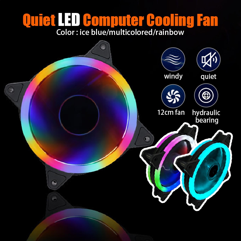 พัดลมระบายความร้อน12cm Cooling Fan Dual Ring RGB12Vแสงสะท้อนสีสันสดใส พัดลมคอมพิวเตอร์