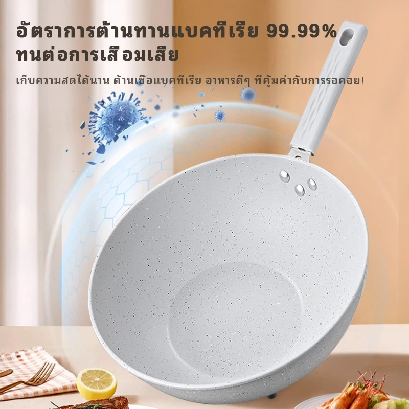 SUK HOUSE  กระทะทอดขนาด 30 ซม. ไม่ติดกระทะ ใช้ได้กับเตาแม่เหล็กไฟฟ้า เตาแก๊ส เตาเซรามิก ทนทานและกระจายความร้อนได้ทั่วถึง thumbnail 7