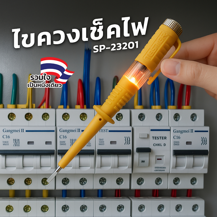 [ พร้อมส่ง ] ไขควงเช็คไฟ สำหรับลองไฟ วัดไฟ รุ่น SP-23201 สำหรับไฟ AC100-500V ขนาด 3.5 x 145mm. SS