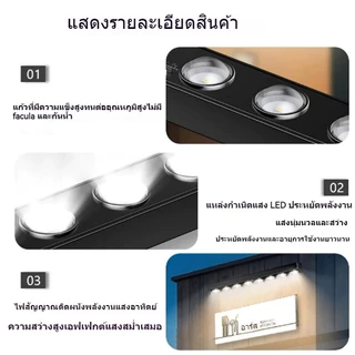 โคมไฟติดผนังพลังงานแสงอาทิตย์กลางแจ้ง 4/6/8/10LED ไฟป้ายผนังกันน้ําที่สว่างสดใสทนทานตกแต่งสวน ไฟโซล่าเซลล์