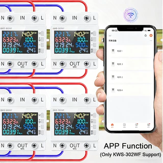 Tuya 8in1 WIFIสมาร์ทเครื่องวัดพลังงานไฟฟ้า หน้าจอสี 2P AC 170-270V 63A รีโมทคอนโทรลแรงดันไฟฟ้าปกป้อง