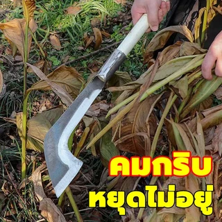 【จัดส่งจากกทม】2 in1เคียวเหล็กแมงกานิส เคียวเหล็ก SK-5 เคียวตัดแต่งกิ่ง ตัดไม้ ตัดหญ้า อเนกประสงค์ มีดตัดข้าวสาลี