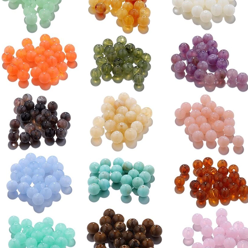50ชิ้น 6/8mm ลูกปัดหินเทียม อะคริลิค ลูกปัดกลม 34สี สําหรับทําสร้อยคอ สร้อยข้อมือ DIY จัดส่งจากไทย