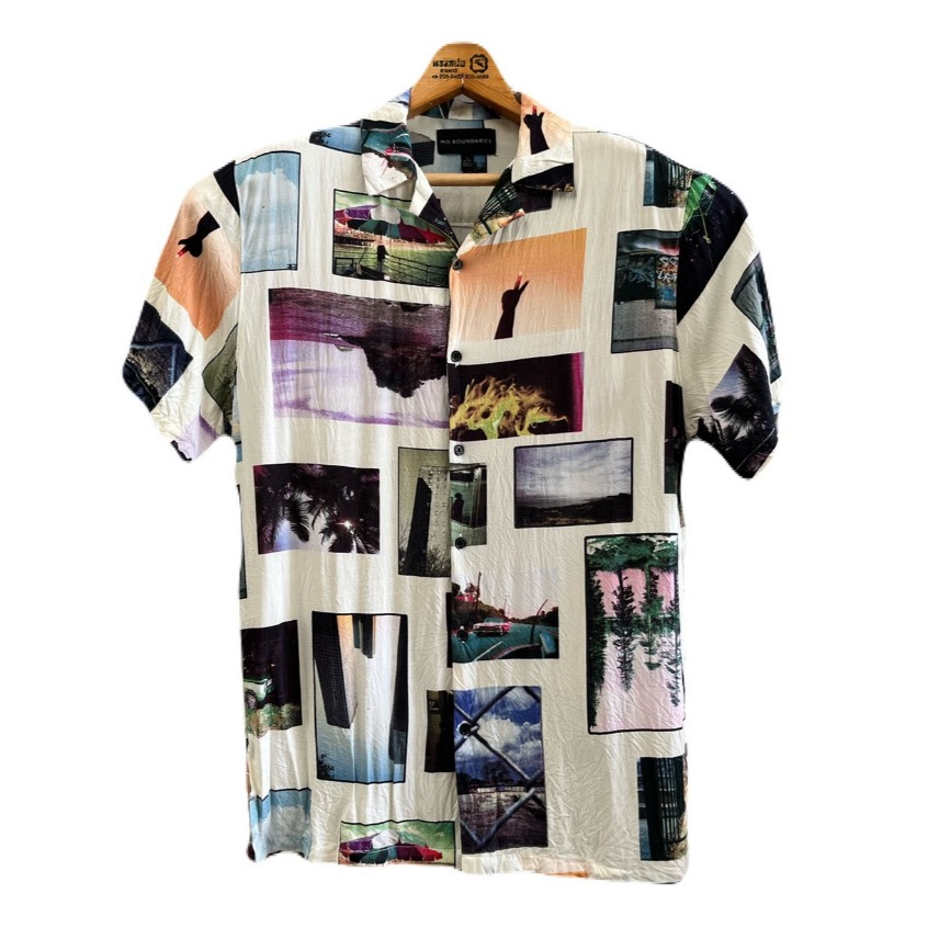 เสื้อฮาวาย อก41 ไหล่18 ยาว29 แบรนด์ No Boundaries 100%Rayon มือสอง (V32)