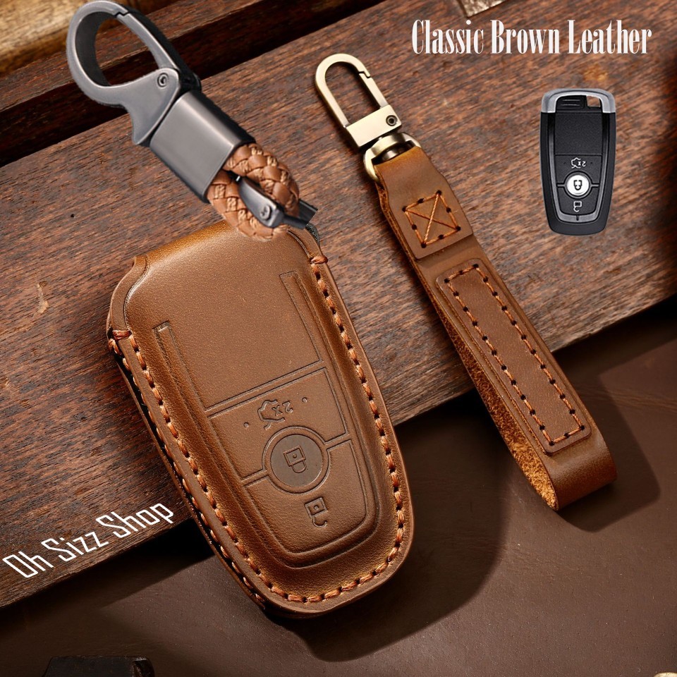 เคสรีโมทรถ Ford Everest Next Gen 2025 งานหนังวัว (Cowhide)  Hallmo HANDMADE ทรงคลาสสิค (หนังวัว Cowhide Leather Key Case