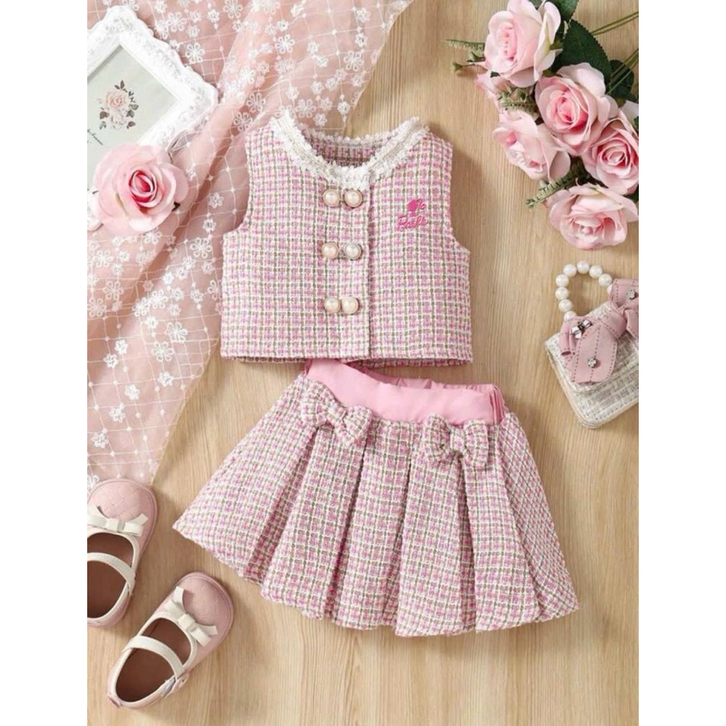 ชุดเซ็ตเด็กลูกสาวผ้าทวิตBarbieงานสวยลูกคุณหนูมาก🩷พร้อมส่งในไทย - รูปที่ 2