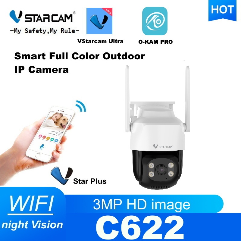 Vstarcam C622 ความละเอียด 3 ล้านพิกเซล (1296P) กล้องวงจรปิดไร้สาย ภาพสี มีAI+