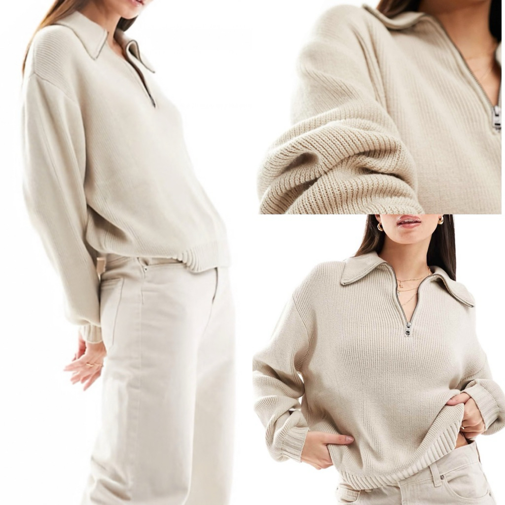 HOLLISTER Oversized Half-Zip Sweater