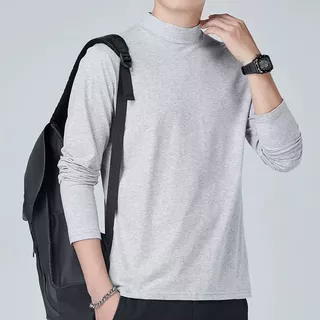 สินค้าพร้อมส่ง เสื้อยืดแขนยาว คอเต่า แบบสวมหัว ทรงหลวม สไตล์เกาหลี แฟชั่นสําหรับผู้ชาย