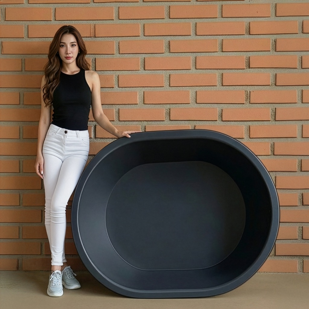 อ่างเปล อ่างบัว อ่างผสมปูน 200 ลิตร สีดำ - อ่างพลาสติก อ่างเลี้ยงปลา - 0332 - 3