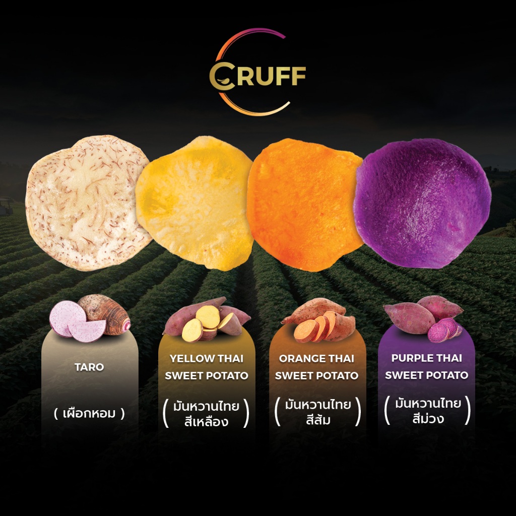 CRUFF Truffle Trio Set ครัฟ มันหลากสีทอดอบกรอบ เซทรวมรสชาติทรัฟเฟิล 75ก. [คละรส 3 ซอง] - รูปที่ 3