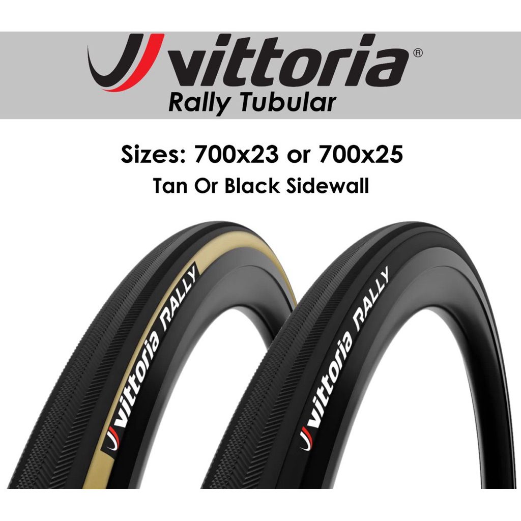New2025 ยางฮาฟเสือหมอบ VITTORIA รุ่น Rally Tubular ขนาด 700x25c ขอบดำ และขอบครีม สินค้าบริษัท