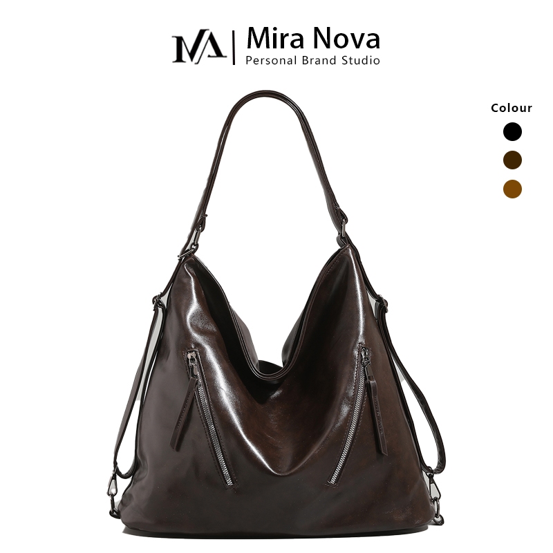 Mira Nova กระเป๋าสะพายไหล่/คาดไหล่ สีน้ำตาลกาแฟ ใส่ได้ทั้งวัน รุ่น 9011