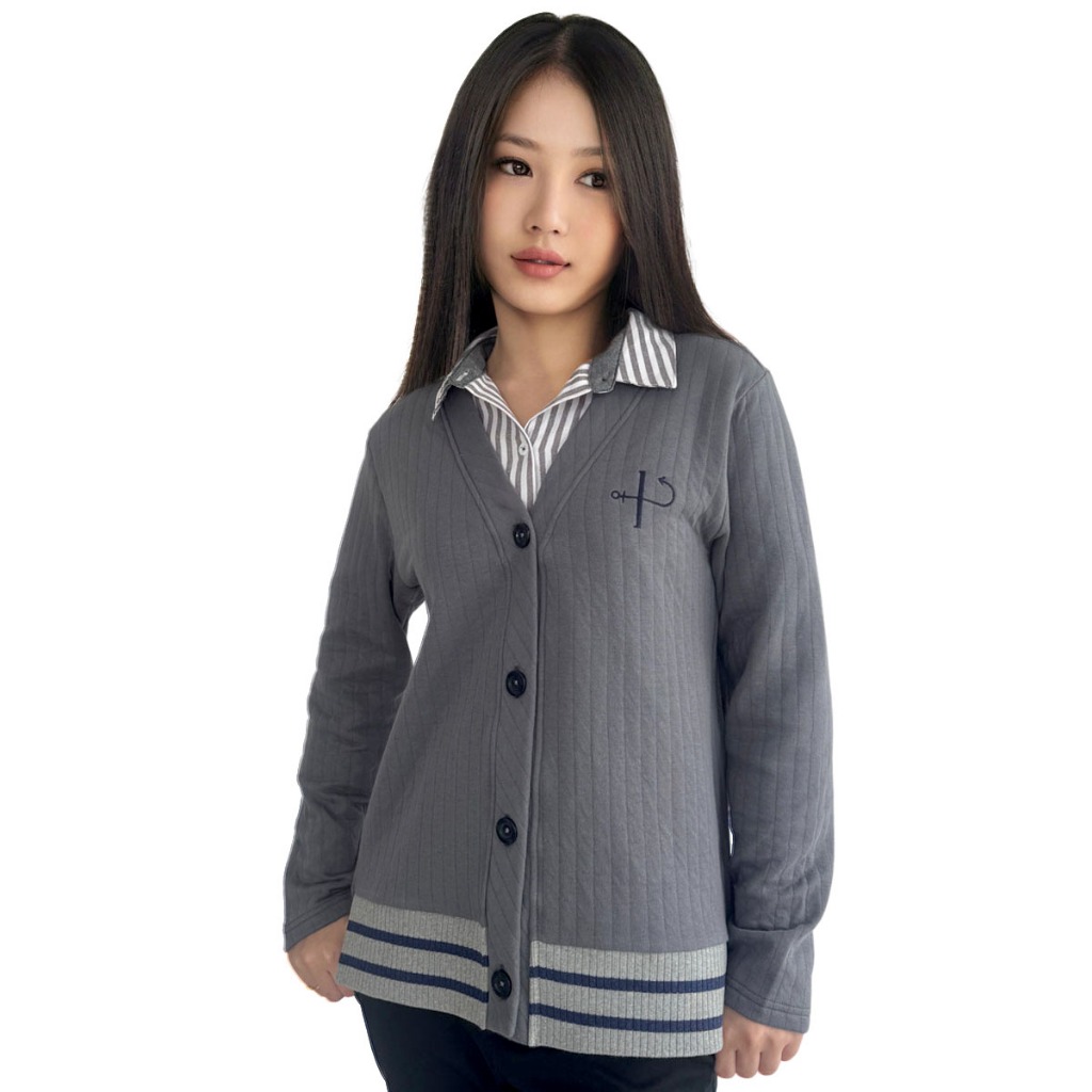 PORTLAND เสื้อแขนยาว คาร์ดิแกน สีเทา / Long Sleeves Cardigan with Details (Grey)