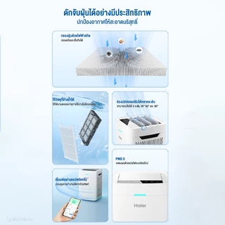 Haier Smart Air Purifier เครื่องฟอกอากาศ กรองPM2.5 ฝุ่น 0.03 ไมครอน ไม่ต้องเปลี่ยนไส้กรอง ควบคุมผ่านแอป รุ่น KJ240D-SXU1