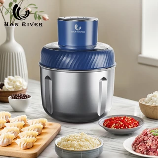 HAN RIVER เครื่องบดเนื้อ 2.5 ลิตร ใบมีดเทอร์ไบน์ 4 ใบ ถ้วยสแตนเลส ฝาใส ปรับ 2 ระดับความเร็ว