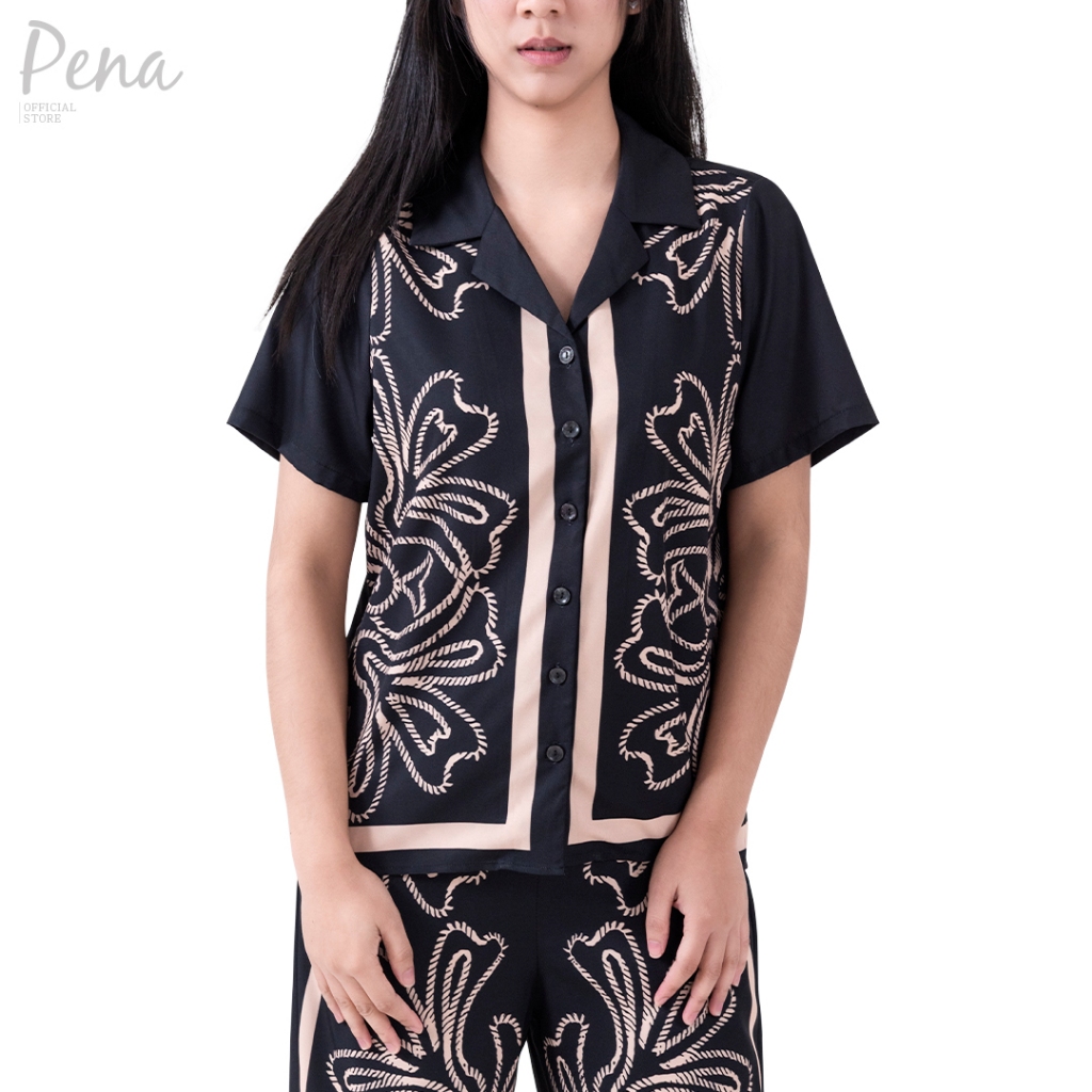 By Pena เสื้อเชิ๊ตแขนสั้นคอฮาวาย ผ้าพิมพ์ลาย BPSS112501