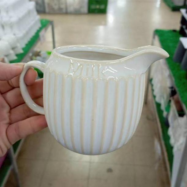 แก้วปากเหยือก แก้วเหยือก เหยือกนม เหยือกน้ำเชื่อม ทำจากเซรามิก เข้าไมโครเวฟได้