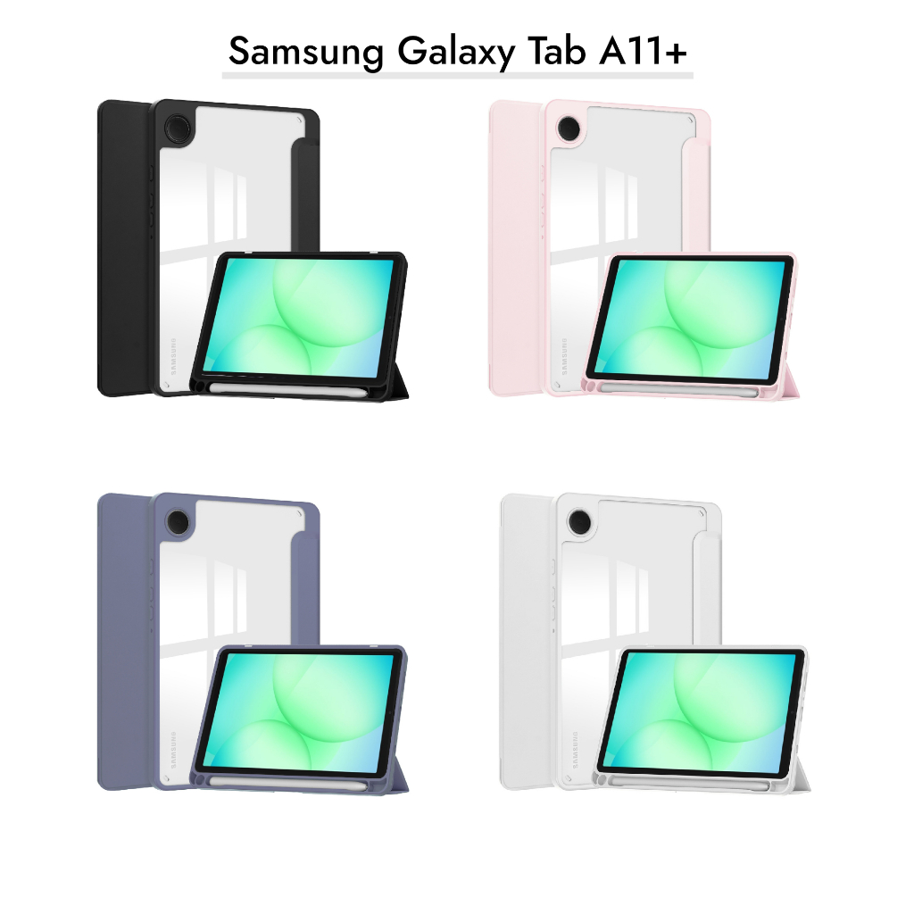 เคสฝาพับ ฝาหลังใส สำหรับ ซัมซุง แท็ป เอ11 พลัส  Smart Case Foldable Cover Stand For Samsung Galaxy Tab A11+ (11.0)