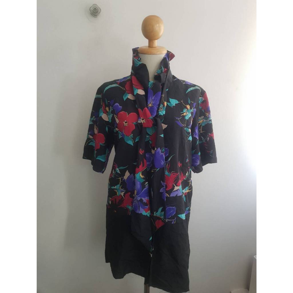 BKL-เสื้อผ้าโพลีคอปีนผูกโบว์ที่คอชายเสื้อตัด 36/30