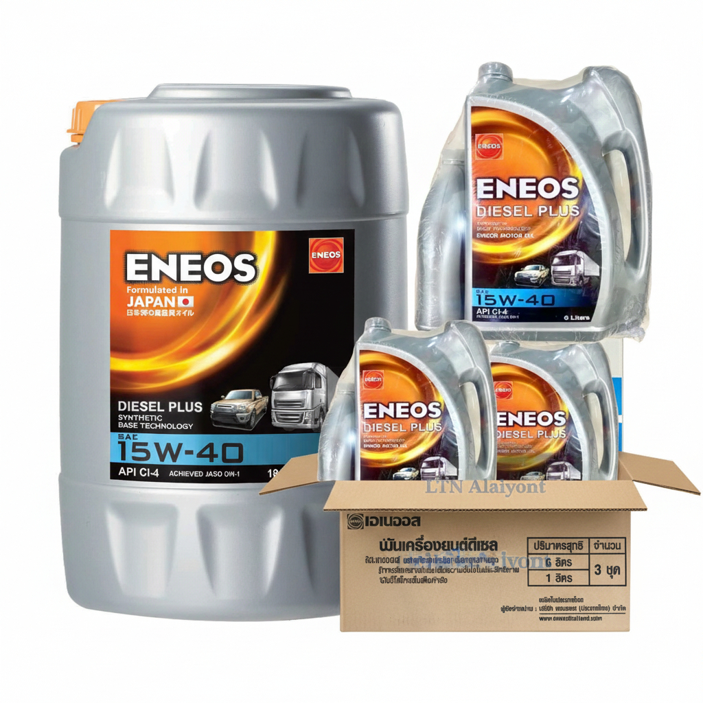 ENEOS DIESEL PLUS 15W-40 ນ້ຳມັນເຄື່ອງດີເຊວ ກຶ່ງສັງເຄາະ ຍກລັງ 3 ຊຸດ (6+1 ລິດ/ຊຸດ) ຂອງແທ້