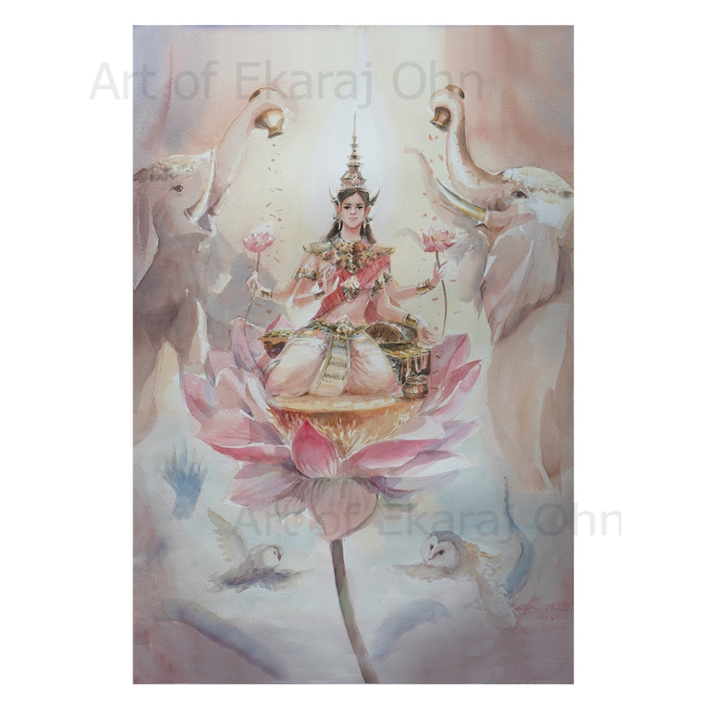 งานพิมพ์บนผ้าใบ Canvas พระแม่ลักษมี Lakshmi