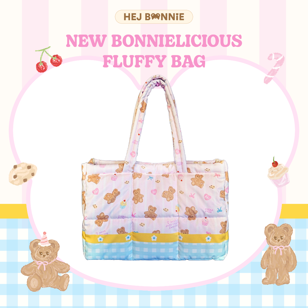 Bonnielicious Fluffy Bag | Hej Bonnie ກະເປົາຜ້ານຸ່ມຟູ ລາຍຫມີ Bonnie ສີສົດ