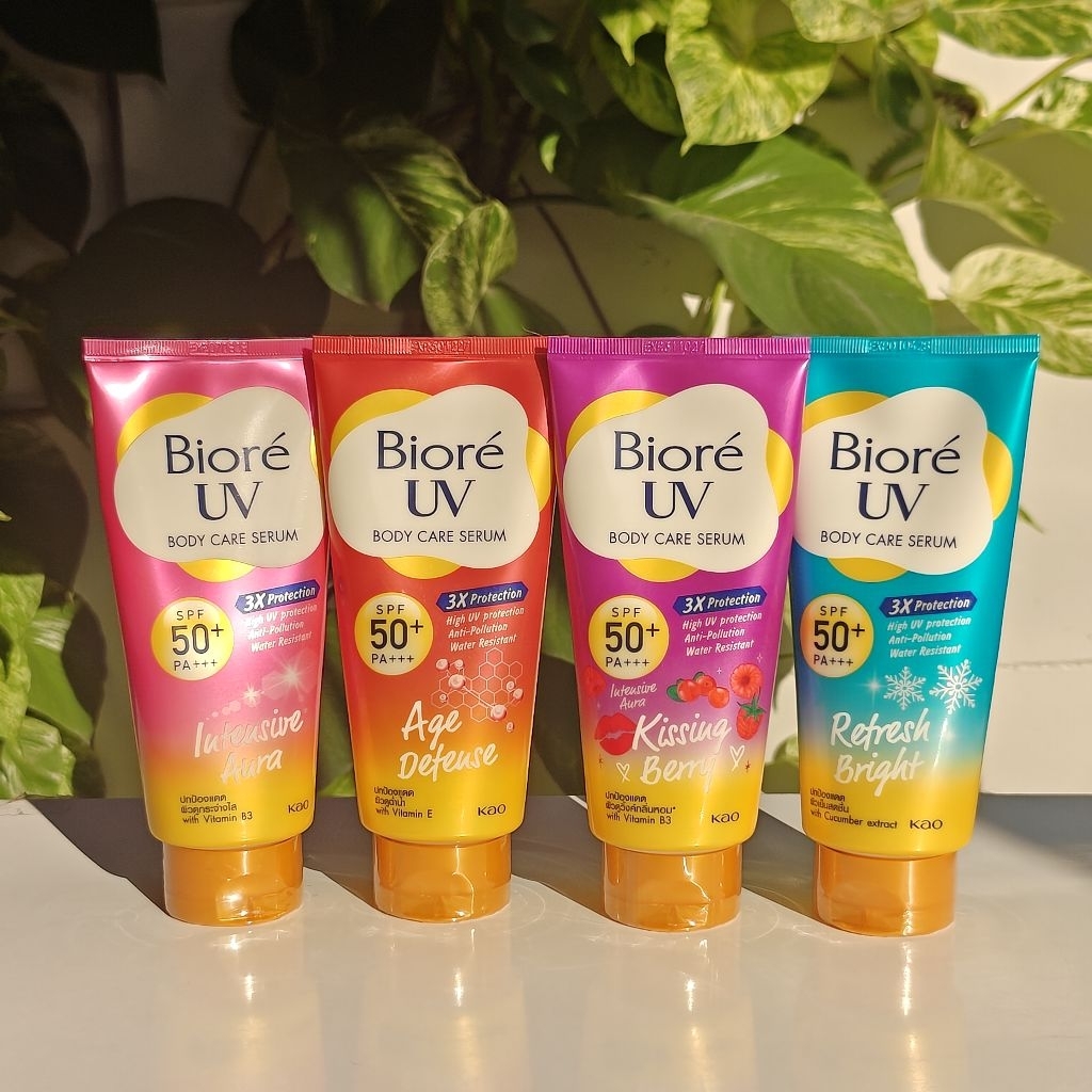 Biore UV body บิโอเร ยูวี บอดี้แคร์ อะควาริช โทนอัพ เซรั่ม ครีมกันแดด ครีมทาผิว โลชั่น เซรั่ม ปริมาณ 130-150 ml. SPF50