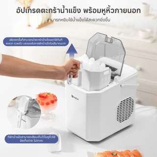 Simplus เครื่องทำน้ำแข็ง 1.3L น้ำแข็งใน 6 นาที 2 ขนาด ทำความสะอาดอัตโนมัติ เก็บความเย็น 4-6 ชม. ทำงานต่อเนื่อง ZBJH001