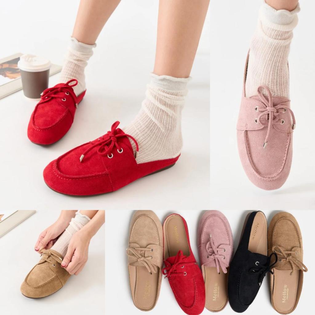 Mellowco รุ่น Flora Mule Loafer รองเท้าโลฟเฟอร์เปิดส้นหนังกลับ M5-D5017