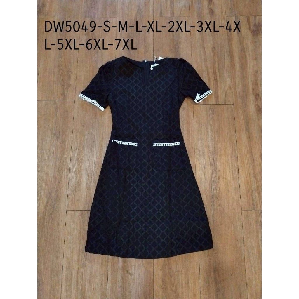 **เผื่อไซส์ {S-7XL} 5049 งานป้าย Dress World เดรสสั้นทรงเอ ลายตาราง กระเป๋าใช้งานได้จริง - รูปที่ 6