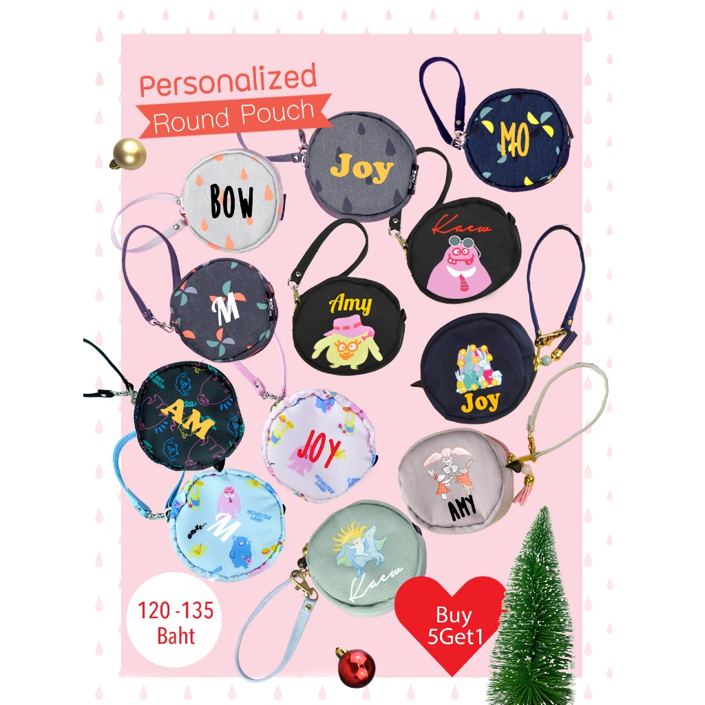 ซื้อ 5แถม 1 กระเป๋าใส่เหรียญ สั่งทำสกรีนชื่อได้