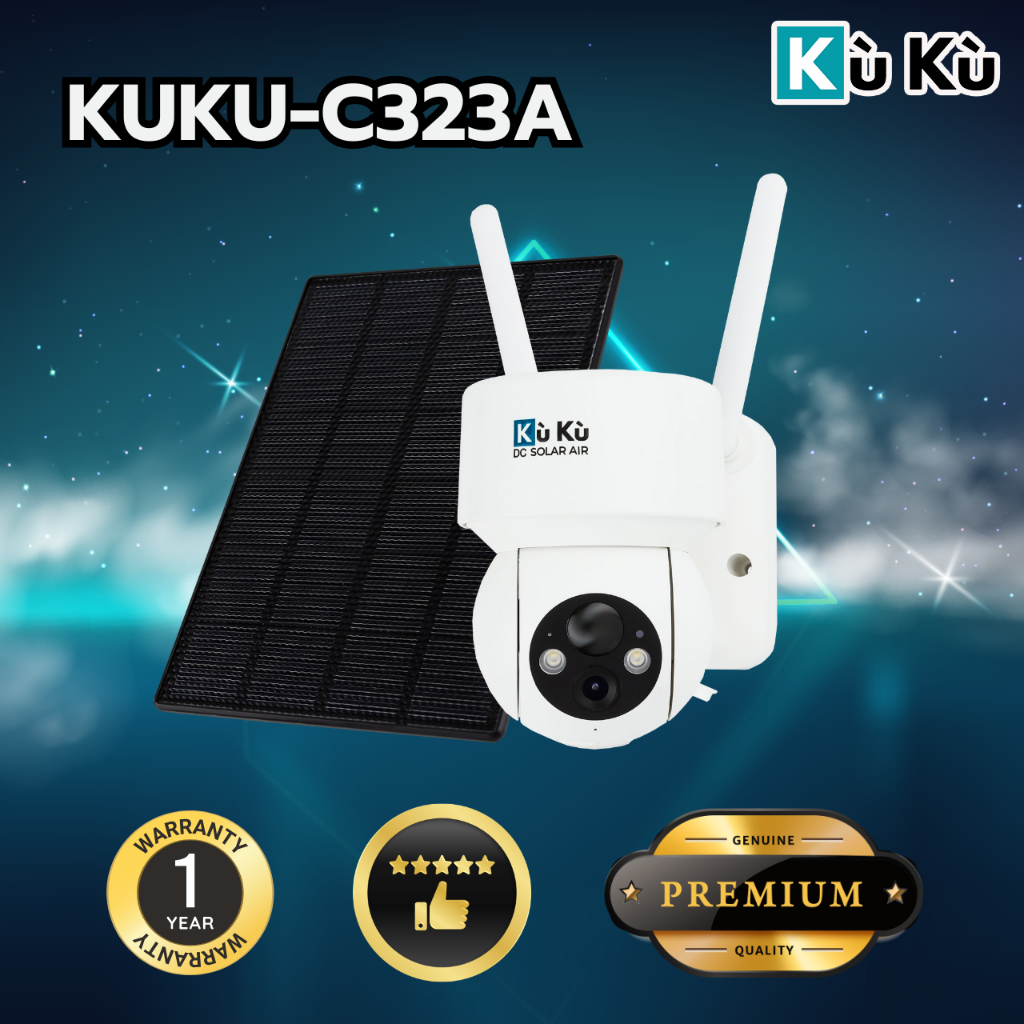 KUKU C323A กล้องวงจรปิดโซล่าเซลล์ WIFI ( หมุนได้ )